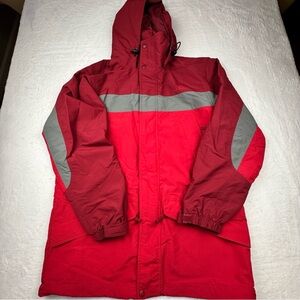 LL Bean Vintage Jacket. Mens Size S. Red Hooded Full Zip Parka.